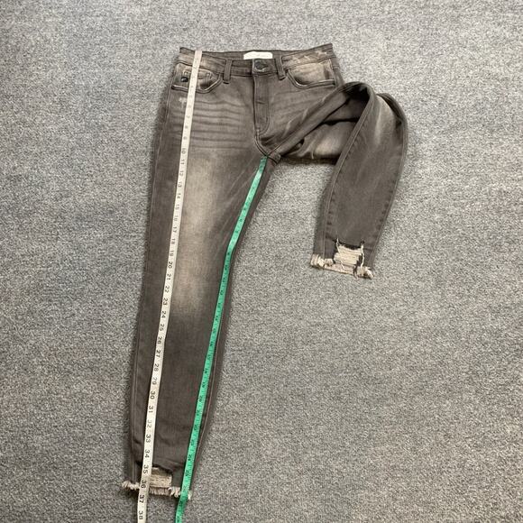 KanCan Jeans Womens 9/28 Gray Leo High Rise Ankle Skinny Distressed Raw Hem - Picture 7 of 12